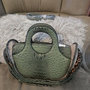 NWOT ***Olive Green Ostrich Handbag
